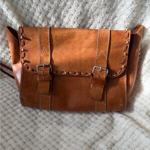 Brown Leather Western Crossbody Bag